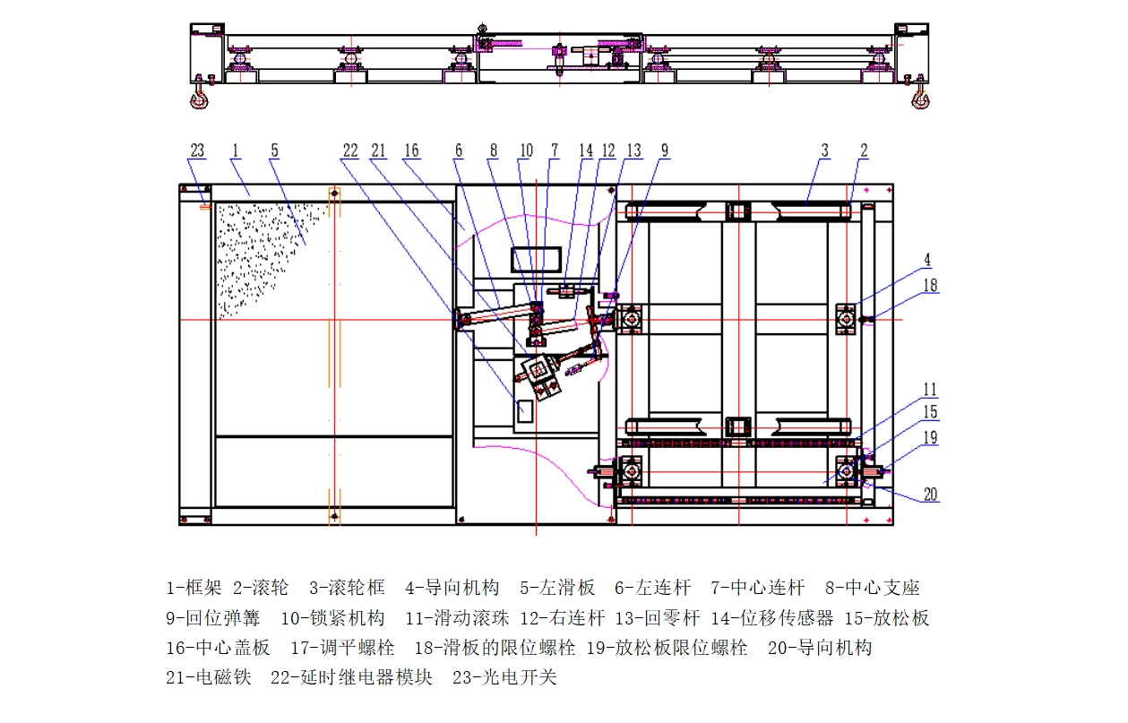 基于快速回位双前桥侧滑台结构简图